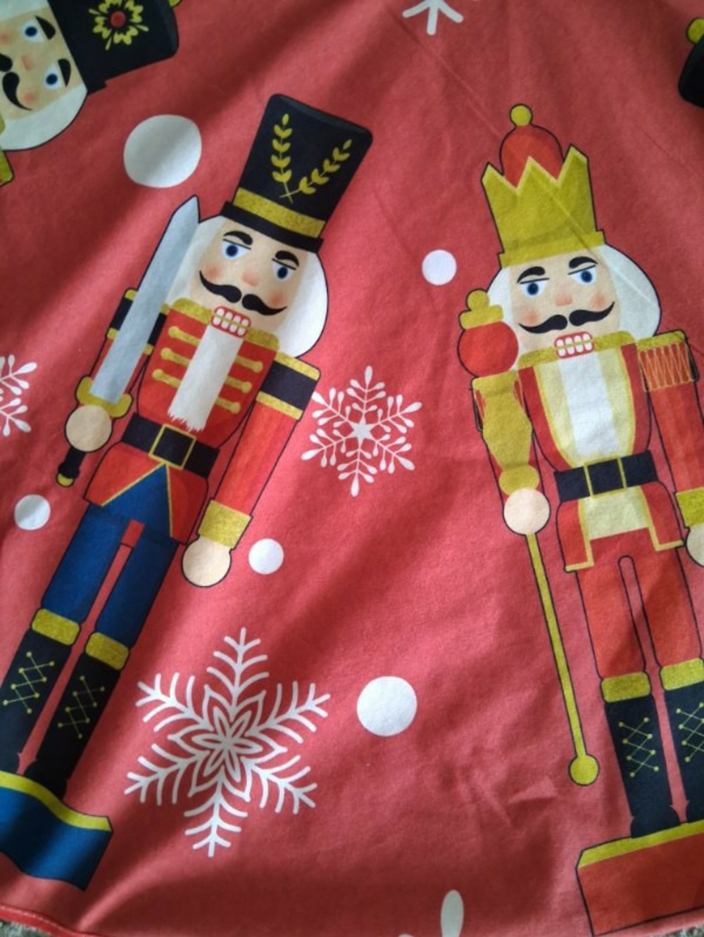 Red Nutcracker Tree Skirt - Festive Holiday Decor - Picture 3 of 5